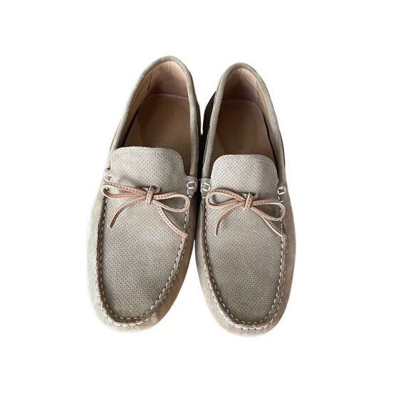 Zara Beige Mens Slip On Moccasin Bow Moc Toe Casual Loafer Shoes Size 43